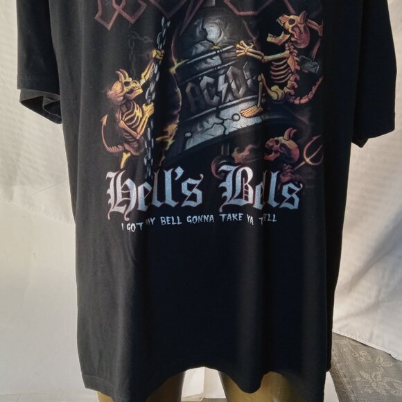 AC/DC Hells Bells Bell Graphic Logo Men's Size 3XL Black Cotton T-Shirt - Picture 5 of 11
